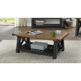 Bolton 50" Solid Wood Coffee Table, Black Stain and Natural