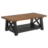 Bolton 50" Solid Wood Coffee Table, Black Stain and Natural