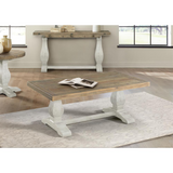 Napa Pedestal Coffee Table, White Stain and Reclaimed Natural