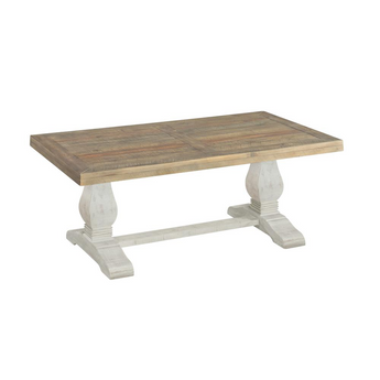 Napa Pedestal Coffee Table, White Stain and Reclaimed Natural