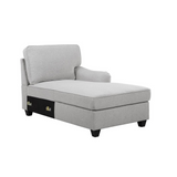 Leo Light Gray Linens 3Pc Sectional Sofa Chaise