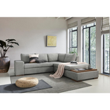 Bianca Light Gray Woven Fabric Sectional Sofa with Console Table and Right Hand Facing Chaise