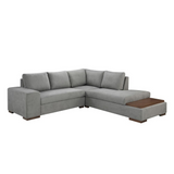 Bianca Light Gray Woven Fabric Sectional Sofa with Console Table and Right Hand Facing Chaise
