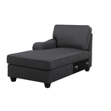 Leo Dark Gray Linen Double Chaise 5Pc Modular Sectional Sofa