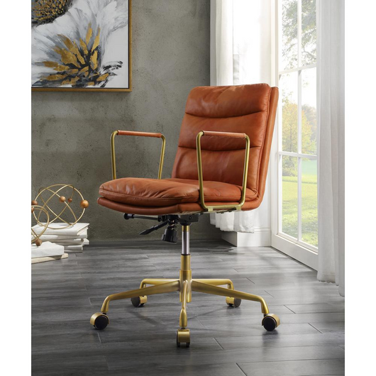 Dudley Executive Office Chair, Rust Top Grain Leather