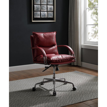 Haggar Executive Office Chair, Vintage Red Top Grain Leather