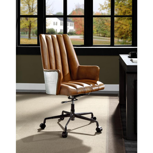 Salvol Office Chair, Sahara Leather & Aluminum