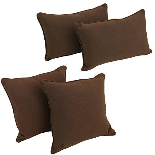 Double-corded Solid Twill Throw Pillows with Inserts (Set of 4)