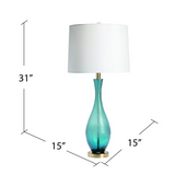 Blau 31" Glass Lamp W/Bronze Metal Base