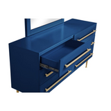 Bellanova Navy Dresser with Mirror with Gold Accents