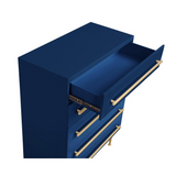 Bellanova Navy 5-Drawer Chest with Gold Accents