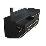 Bellanova Black Dresser with Mirror with Gold Accents