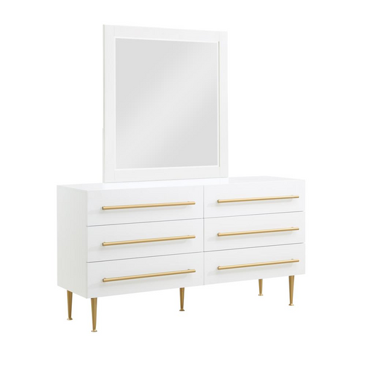 Bellanova White Dresser with Mirror with Gold Accents