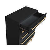 Bellanova Black 5-Drawer Chest with Gold Accents