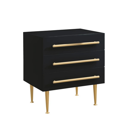 Bellanova Black Nightstand with Gold Accents