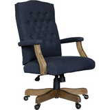 Boss Executive Commercial Linen Chair - Navy Linen Seat - Navy Linen Back - Driftwood Frame - Mid Back - 5-star Base - Armrest - 1 / Each