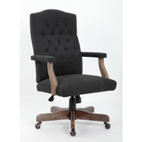 Boss Executive Commercial Linen Chair - Black Linen Seat - Black Linen Back - Driftwood Frame - Mid Back - 5-star Base - Armrest - 1 / Carton