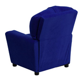 Contemporary Blue Microfiber Kids Recliner with Cup Holder