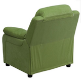 Deluxe Padded Contemporary Avocado Microfiber Kids Recliner with Storage Arms