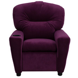 Contemporary Purple Microfiber Kids Recliner with Cup Holder