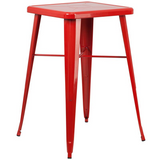 23.75'' Square Red Metal Indoor-Outdoor Bar Height Table