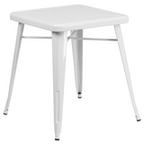 Commercial Grade 23.75" Square White Metal Indoor-Outdoor Table