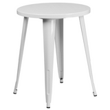 Commercial Grade 24" Round White Metal Indoor-Outdoor Table