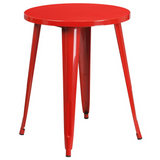 24'' Round Red Metal Indoor-Outdoor Table
