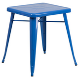 Commercial Grade 23.75" Square Blue Metal Indoor-Outdoor Table