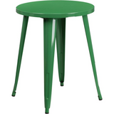 24'' Round Green Metal Indoor-Outdoor Table