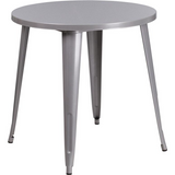 Commercial Grade 30" Round Silver Metal Indoor-Outdoor Table