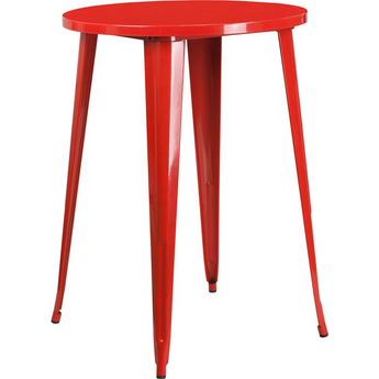 30'' Round Red Metal Indoor-Outdoor Bar Height Table