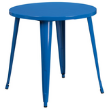 Commercial Grade 30" Round Blue Metal Indoor-Outdoor Table