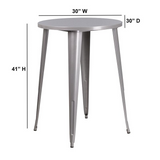 30'' Round Silver Metal Indoor-Outdoor Bar Height Table