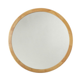 CHLOE'S Reflection Maple Finish Round Framed Wall Mirror 24" Height