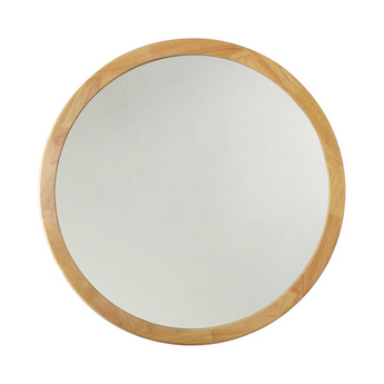 CHLOE'S Reflection Maple Finish Round Framed Wall Mirror 24