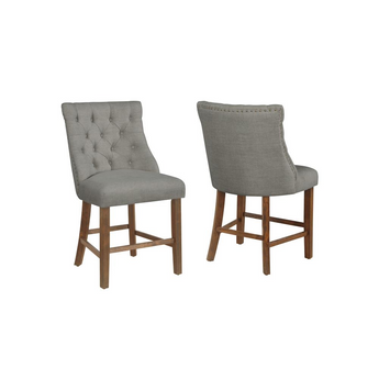 Cornwell Dark Grey Linen Tufted Dining Side Counter Height Chair - Set of 2