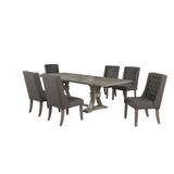 7 Piece Dining Set Extendable w/two 16"Side Leaves Extension & 6 Chairs in Dark Grey Linen