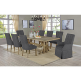 Yorkshire 9Pc Dining Set- Arm Chairs Tufted and Side Chairs Tufted & Nailhead Trim, Extendable Dining Table w/Center 24" Leaf - Dark Grey