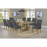 Yorkshire 9Pc Dining Set W/Extendable Dining Table W/24" Leaf and Upholstered Side Chairs Tufted & Nailhead Trim - Dark Gray