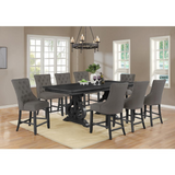 Downton 9pc Counter Height Extendable Dining Set, Table w/Center 18" Leaf - Dark Grey