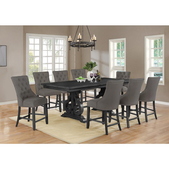 Downton 9pc Counter Height Extendable Dining Set, Table w/Center 18