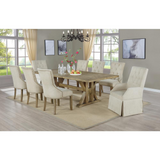 Yorkshire 9Pc Dining Set - Arm Chairs Tufted/Side Chairs Tufted & Nailhead Trim, Extendable Dining Table W/24" Leaf - Beige