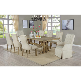 Yorkshire 9Pc Dining Set - Arm Chairs Tufted/Side Chairs Tufted & Nailhead Trim, Extendable Dining Table W/24