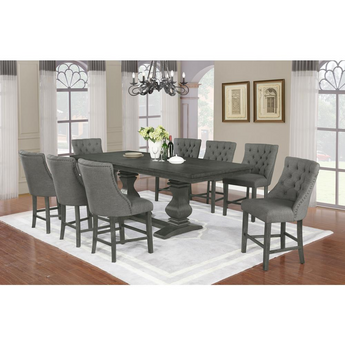 Richmond 9Pc Counter Height Dining Set, Chairs in Dark Grey, Table w/ 18
