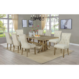 Yorkshire 9pc Dining Set - Dining Table W/Center 24" Leaf, Side Chairs Tufted & Nailhead Trim, Beige