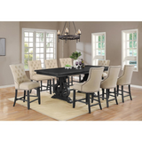 Downton 9Pc Counter Height Extendable Dining Set, Table w/Center 18" Leaf - Beige