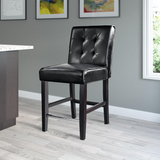 Antonio Counter Height Barstool in Black Bonded Leather