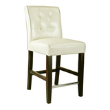 Antonio Counter Height Barstool in Cream White Bonded Leather