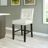 Antonio Counter Height Barstool in Cream White Bonded Leather